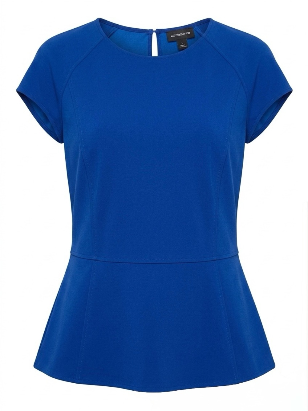 Liz Claiborne Royal Blue Peplum Cap Sleeve Top size large